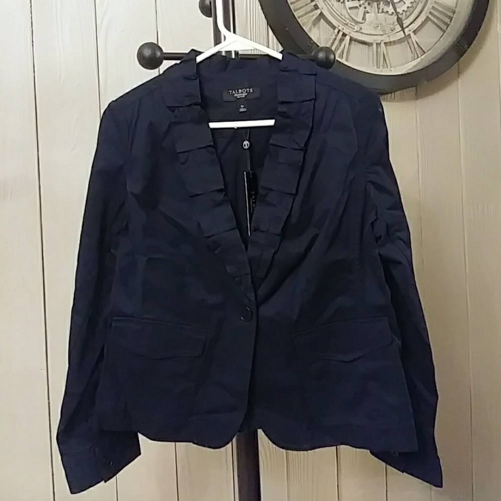 Sold!Talbots 8p Black Ruffled Blazer